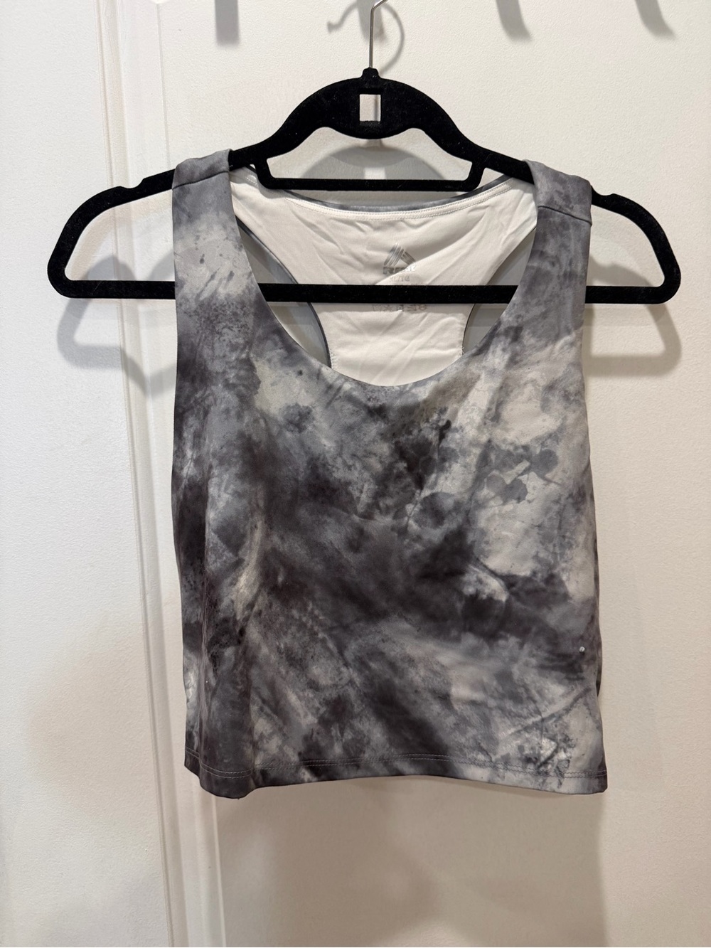 RBX Black and White Tie-Dye Racerback Crop Tank